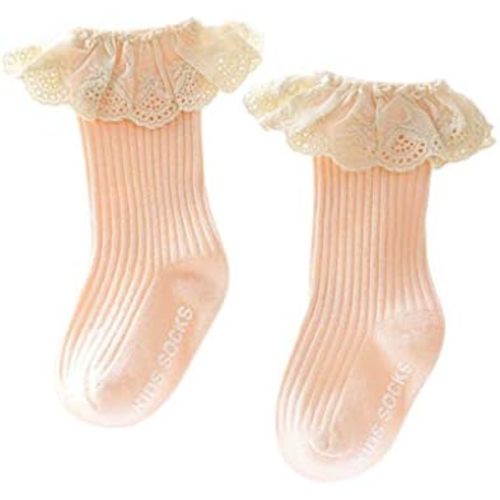 Newborn Toddler Kids Baby Girls Infant High Knee Knitted Socks Cute Ruffle Lace Long Stockings Fall Winter