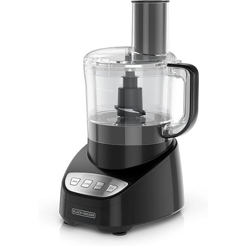 BLACK+DECKER Food Processor and Vegetable Chopper, Stainless Steel Blade, 8-Cup Capacity, 450W Power with Attachments to Grate, Shred, Slice, Mince, Grind, and Puree