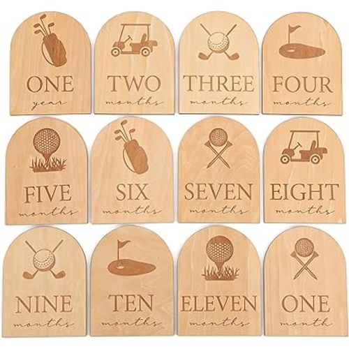 Wooden Golf 12 Monthly Milestone Markers,12 Monthly for Baby Boy