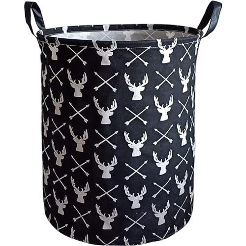 KUNRO Large Sized Storage Basket Waterproof Coating Organizer Bin Laundry Hamper for Nursery Clothes Toys (Deer)