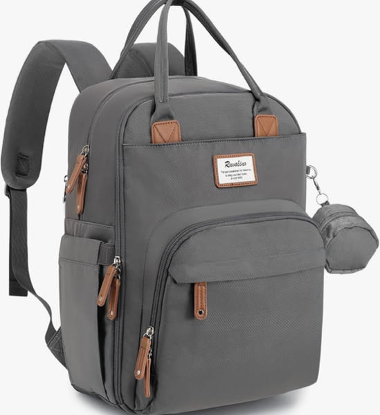 RUVALINO Diaper Bag Backpack, Multifunction Travel Back Pack Maternity Baby Changing Bags, Large Capacity, Waterproof and Stylish, Iron Gray