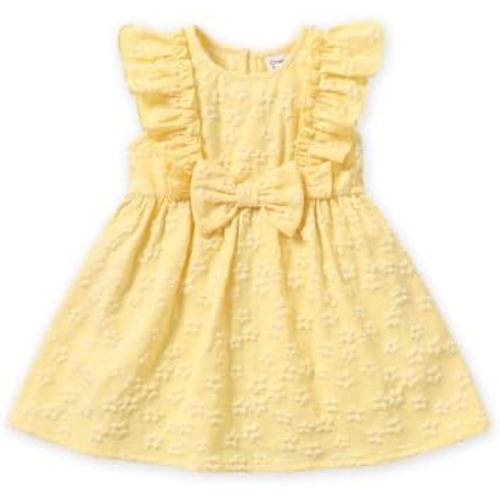 PATPAT Toddler Baby Girls Summer Dresses Spring Clothes Flower Sundress Ruffle Sleeve Bowknot 3-24 Months