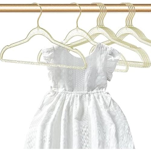 Baby Glitter Hanger 20 Pack,13.97" Kids Toddler Hangers for Closet,Gold Sparkling Plastic Baby Clothes Hangers,Girl Toddler Hangers, Non-Slip Space Saving Kid Hangers for Dress Up
