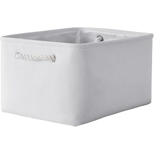 TheWarmHome Fabric Storage Bin, Large 1 Pack 15.7L*11.8W*8.3H Storage Basket for Home Storage and Organization, Shelf Basket with Cover for Living Room Bedroom Closet（White