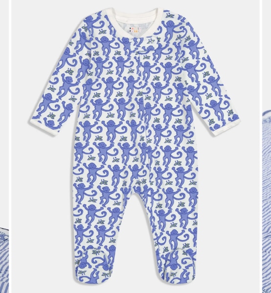 Roller Rabbit: Infant Monkey Zipper Footie