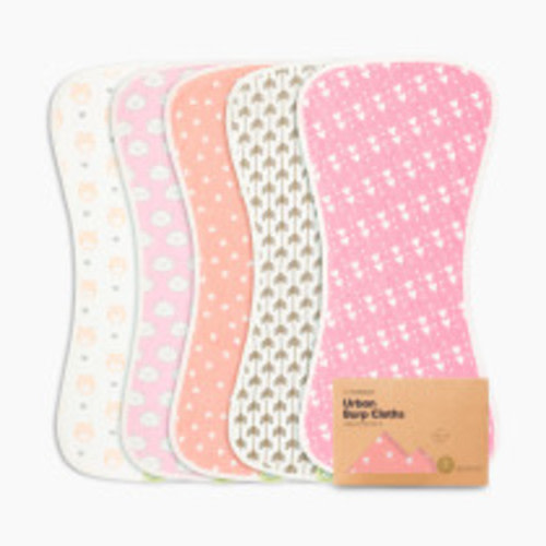KeaBabies Urban Organic Burp Cloths (5 Pack) - Pink Dreams