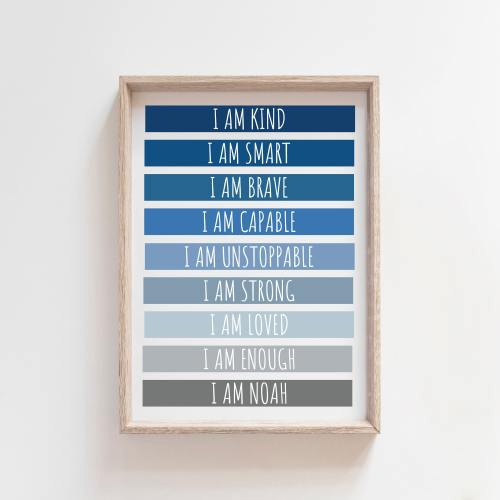 Positive Affirmation Print, Boys Bedroom, Boys Nursery Prints, Motivational Poster, Boys Wall Art, Playroom Wall Art, Inspirational Prints