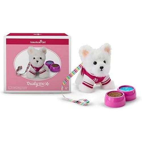 American Girl, Truly Me 18-inch Doll Accessories, AG Star Squad Puppy & Accessories, Coconut Chip, for Ages 6+