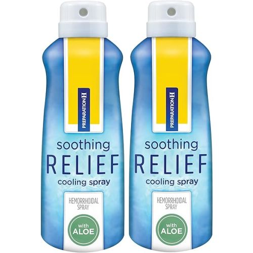 Preparation H Soothing Relief Cooling Spray, No-touch Witch Hazel Spray for Irritated Skin Relief - 2x2.7 Oz Bottles