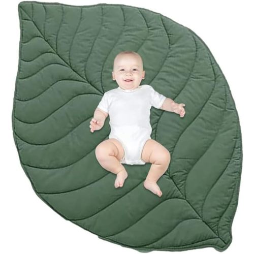 Yuehuam Baby Cotton Play Mat 56.3x42.1inch Leaf Type Floor Cushion Crawling Pad Nursery Rug Baby Activity Carpet for Kid Baby Infant Room Decoration, Photo Studio Prop
