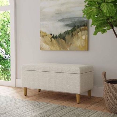 Malmo Storage Bench Cream - HomePop: Soft-Close Lid, End-of-Bed Seating, Entryway Shoe Organizer