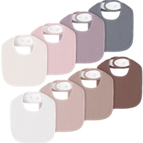 8 Pack Muslin Baby Bibs for Boys Girls, Soft Cotton Baby Bibs for Drooling and Teething