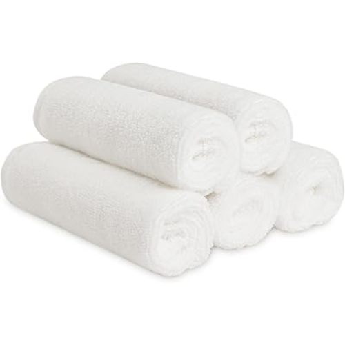 Natemia Organic Baby Washcloths (5 Pack, 12” x 12”) – 100% Organic Cotton – Ultra-Soft Baby Towels for Sensitive Skin – Newborn, Boys & Girls – Bathtime Wash Cloths, Baby Registry Must-Have (White)