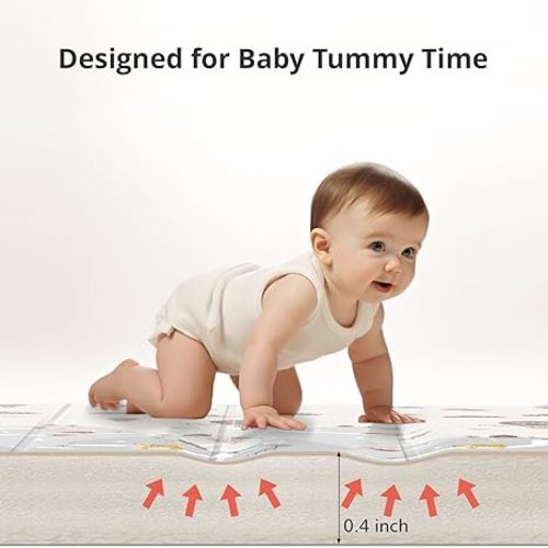 UANLAUO Baby Play Mat, 71 x59 Inches Foldable Play Mat for Floor, Reversible Play Mat for Infants, Toddlers, Kids, Play and Tummy Time, Anti-Slip Baby Crawling Mat for Indoor and Outdoor