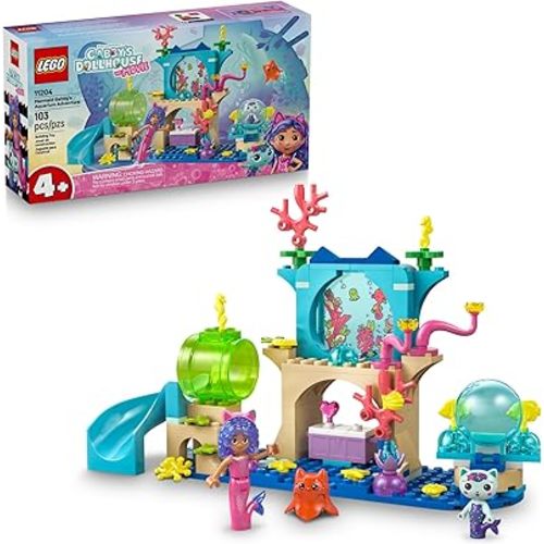 LEGO Gabby’s Dollhouse Mermaid Gabby’s Aquarium Adventure Building Blocks - Pretend Play & Learning Toy for Girls & Boys, Ages 4+, with Gabby & Mercat Mini Dolls - Gift Idea for Birthdays - 11204