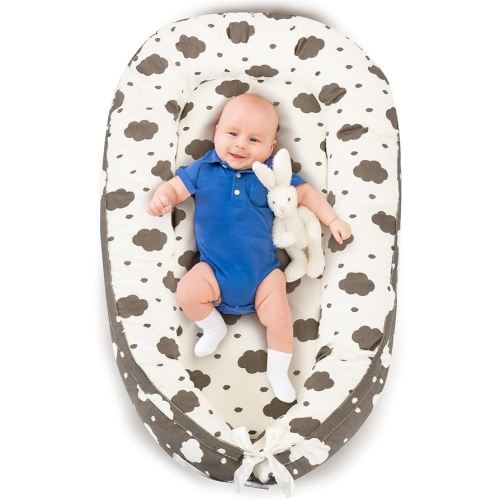 Baby Lounger- Baby Nest for 0-24 Months, Ultra Soft Organic Cotton Breathable & Portable Baby Lounger, Baby Lounger Pillow for Newborn (Cute Cloud)