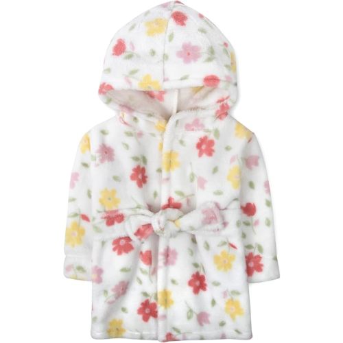 Baby and Infant Bath Robe with Hood and Baby Beach Cover Up for Boys and Girls 0-9 Months (Floral Frenzy)