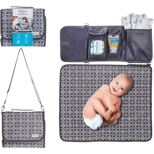 Graco Portable Baby Diaper Changing Table Pad Bag with Wipe & Travel Essentials Pockets