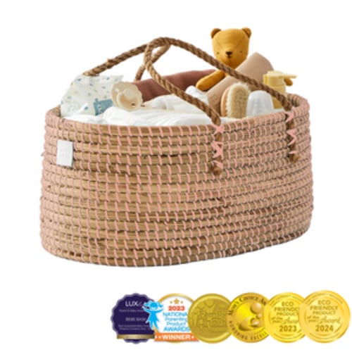 Baby Diaper Caddy Organizer "LILY" Handmade & Natural by BEBE BASK® – BEBE BASK