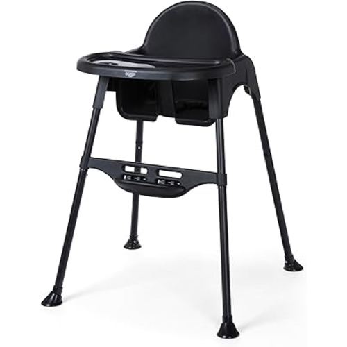 Cosco Kids Canteen High Chair Lightweight Portable Baby Feeding Chair with Adjustable Tray, Easy to Clean, Kitchen or Dining Use, Toddlers Up to 33 lbs, Mono Black