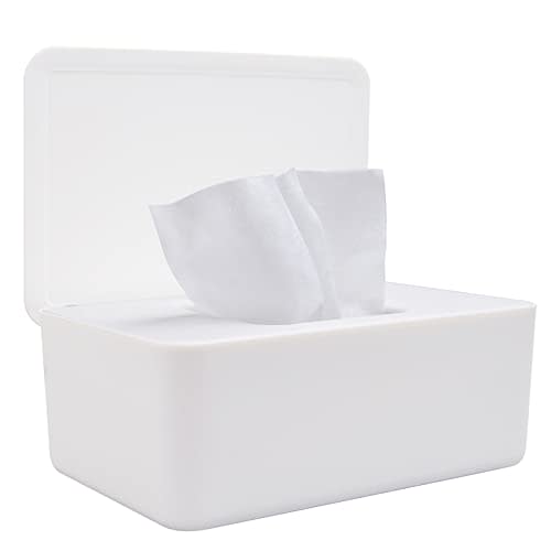 LEQXGO Baby Wipes Dispenser, Wipes Dispenser Baby Wipes Case, Baby Wipe Holder for Fresh Wipes, Non-Slip Wipes Case, Wipe Container with Sealing Design Lid (White)