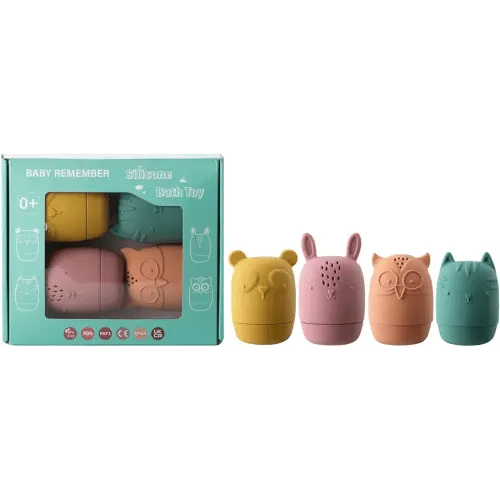 BABY REMEMBER 4 PCS Baby Bath Toys 100% Food Grade Silicone Bath Toy for Baby Pool Toys（4PCS）