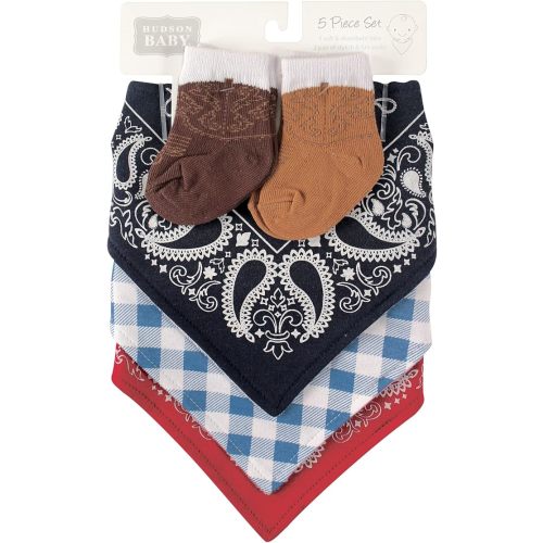 Hudson Baby Unisex BabyCotton Bib and Sock Set - One Size