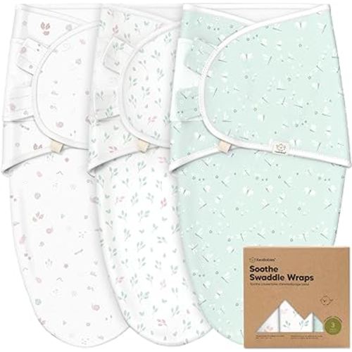 3-Pack Organic Baby Swaddle Sleep Sacks - Newborn Swaddle Sack, Ergonomic Baby Swaddles 0-3 Months, Swaddles for Newborns, Baby Sleep Sack, Baby Swaddle Blanket Wrap, Baby Essentials (Garden)