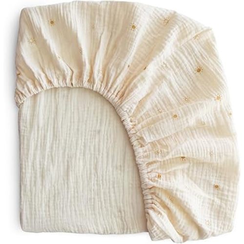 mushie Extra Soft Muslin Fitted MINI Crib Sheet | 24"x 38" (Sun)