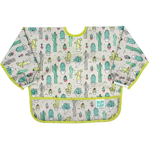 Bumkins Sleeved Bib Baby Bib, Toddler Bib, Smock, Waterproof Fabric, Fits Ages 6-24 Months
