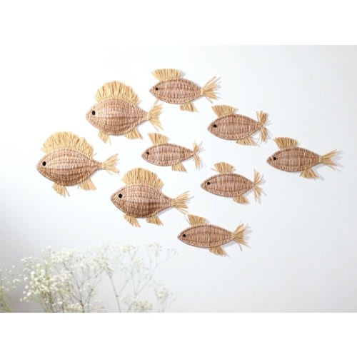 Nursery wall decor, underwater wall decor, marine wall decor, wicker wall decor, wicker wall fish, decorative wall fish, wicker fish decor