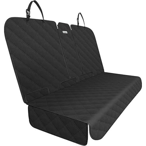 Back Seat Cover 60/40 Split Bench for Cars,Trucks,SUVs - Waterproof Easy Cleanup Car Seat Protector Great for Messy Kids and Drooling Pet Dogs(Black)
