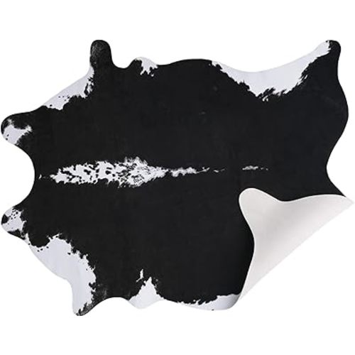 AROGAN Faux Cow Hide Rug, Premium Cow Print Rug Animal Area Rug for Western Decor, Cowhide Rug for Bedroom, Living Room, Cute Cow Decor Black and White, 6.2 x 7 Feet