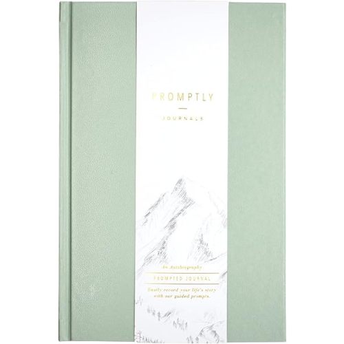 Promptly Journals, My Autobiography: From Birth to Golden Years (Aloe Green, Leatherette) | Prompted Autobiography Journal | Life Story Journal | Journal for Preserving History