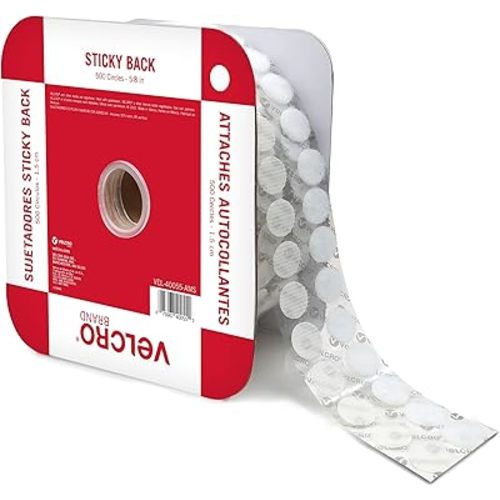 VELCRO Brand Sticky Back Dots | 500pc Bulk Pack White | Small 5/8 Inch Circles | Round Adhesive Hook and Loop | for School, Teachers, Mounting Arts and Crafts, Office Organization