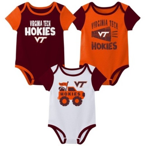 NCAA Virginia Tech Hokies Infant Boys' 3pk Bodysuit, Size: 6-9M