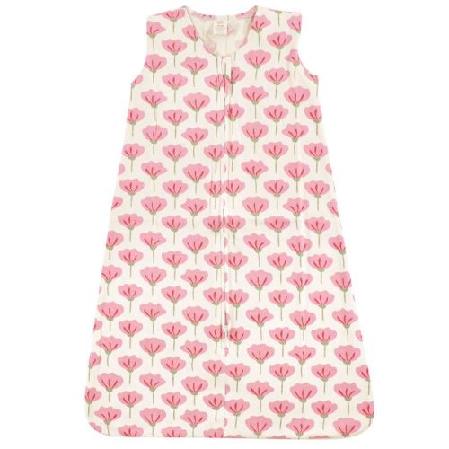 Touched by Nature Baby Girls Organic Cotton Sleeveless Wearable Sleeping Bag, Sack, Blanket, Tulip, 0-6 Months