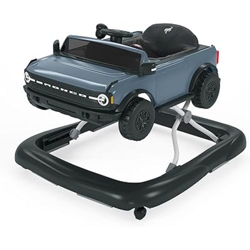 Bright Starts Ford Bronco 4-in-1 Blue Grey Baby Activity Center & Push Walker with Removable Interactive Steering Wheel -Toy, 6 Months and up