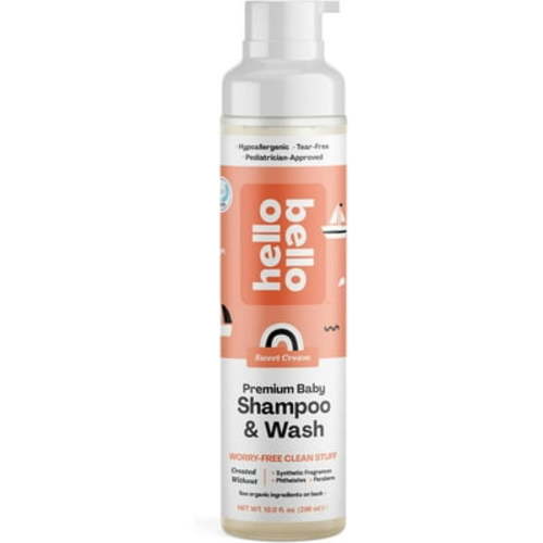 Hello Bello Extra Gentle Shampoo & Body Wash I Tear Free, Hypoallergenic and Pediatrician Tested Plant Based Formula for Babies and Kids I Sweet Cream Scent I 10 FL Oz (1 Pack)