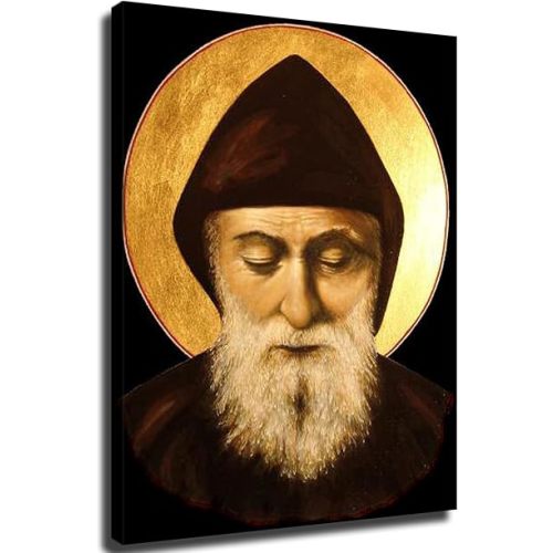 Saint Chabel, LebanonMar Charbel Makhlouf Poster Wall Art for Living Room Bedroom Wall Art Printin Wall Decor Gifts (16x24inch-Framed)
