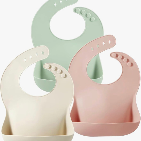 PandaEar Set of 3 Silicone Baby Bibs Waterproof, Soft, Unisex, 10-72 Months