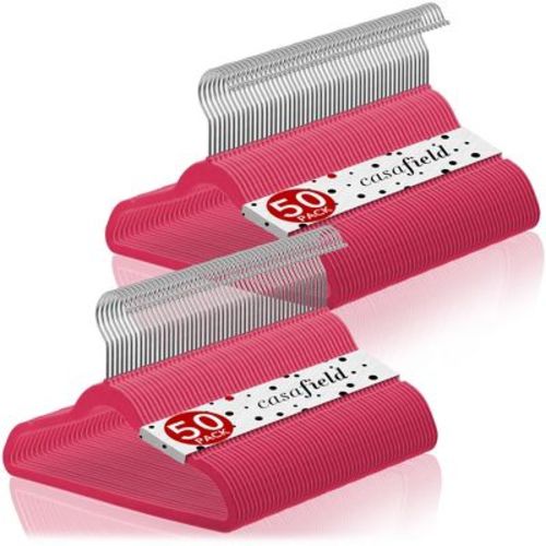 Casafield 14" Velvet Kid's Hangers For Children's Clothes, Pink - Set Of 100