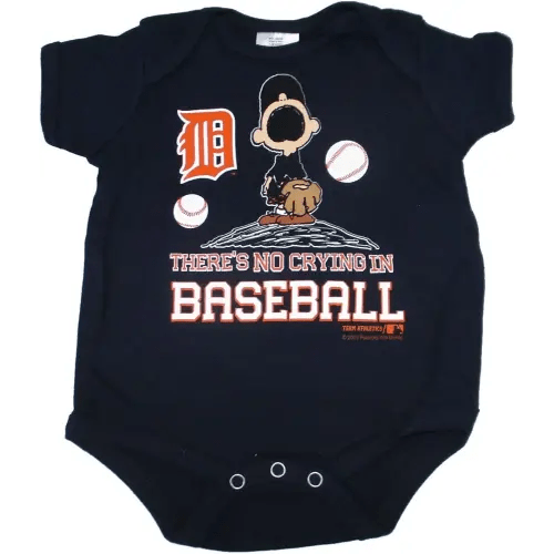 VF Detroit Tigers There's No Crying in Baseball Infant Creeper Bodysuit One Piece - Navy