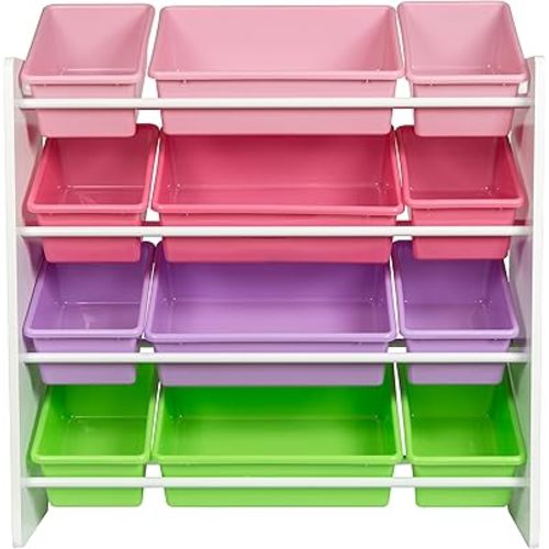 HoneyCanDo Kids Toy Storage Organizer With Bins, Pastel