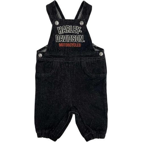 Harley-Davidson Baby Unisex Embroidered H-D Denim Newborn Overalls - Black
