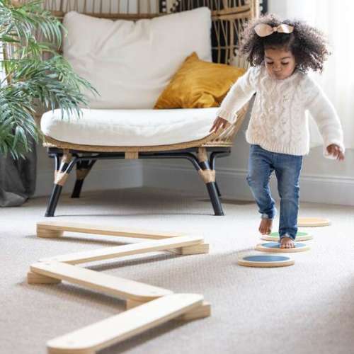 Learn 'N Balance Set with 4 Stepping Stones, Natural - Little Partners | Maisonette