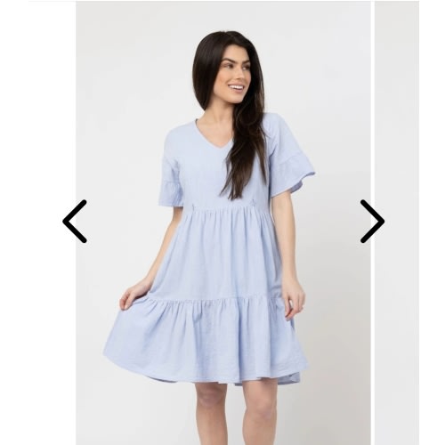 Nursing Dress With Pockets - Bell Sleeve- Periwinkle (Lavender/Blue)