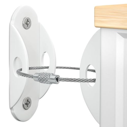 Furniture Anchors (10 Pack) for Baby Proofing, Furniture Straps Anti Tip Furniture Anchor Securing 400 lbs/Keep Baby Pet Safety from Falling Furniture, Metal White Earthquake Straps