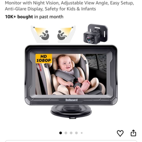 DoHonest Baby Car Camera HD 1080P - Rear-Facing Car Baby Monitor with Night Vision, Adjustable View Angle, Easy Setup, Anti-Glare Display, Safety for Kids & Infants
