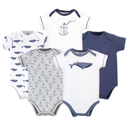 Touched By Nature Organic Cotton Bodysuits 5pk, Blue Whale, 3-6 Months